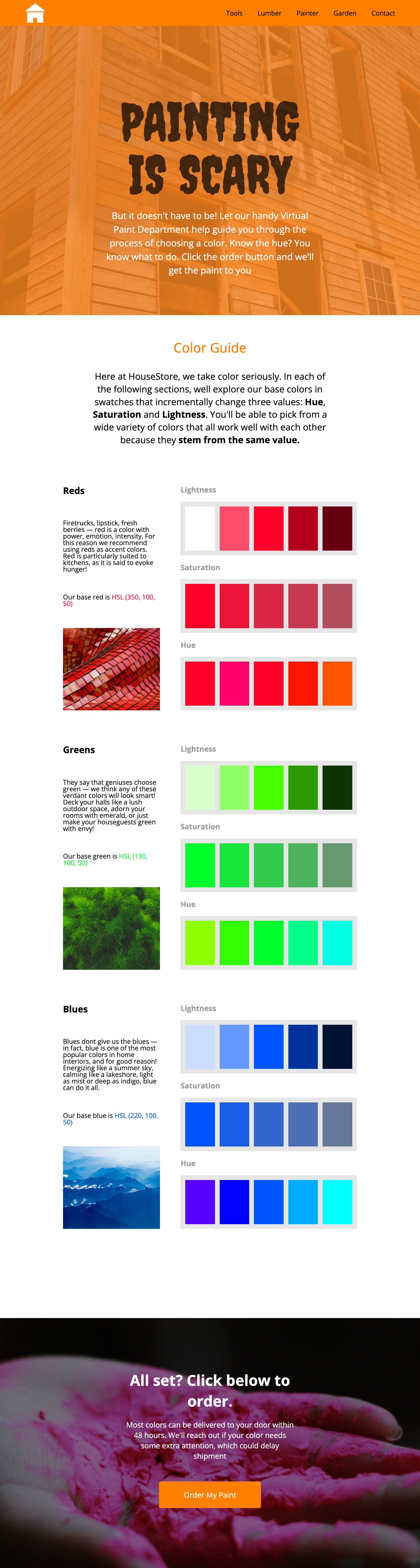 Paint Store Landing Page Screenshot